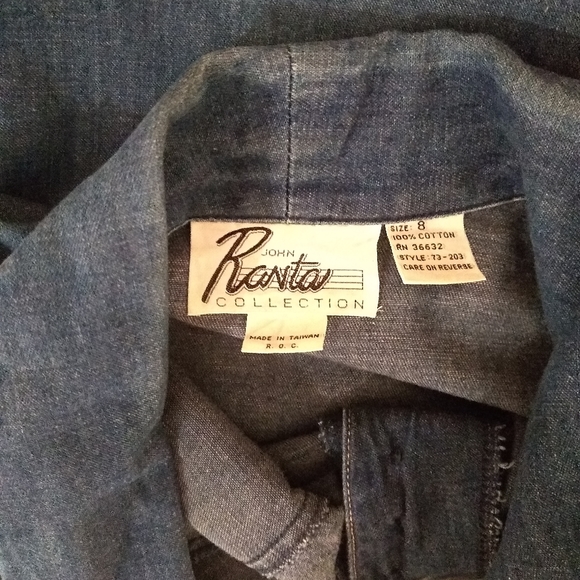 Vintage 80's denim dress, pockets long sleeve - Picture 3 of 4